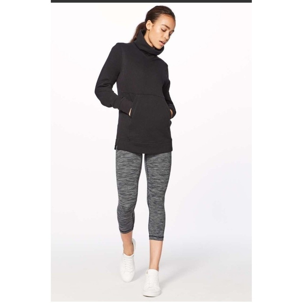 Lululemon Don't Hurry Be Happy Pullover Women 8 Black Funnel Neck Sweatshirt